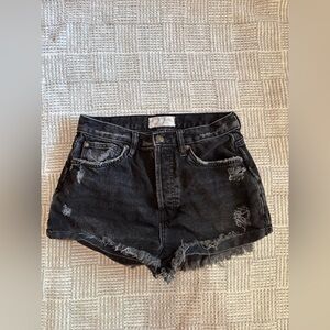 Free People Black Distressed Denim Shorts